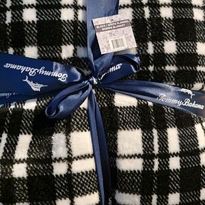 Tommy Bahama Black and White Plaid Blanket
